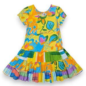 JAMS WORLD Lil People Dress Colorful Yellow Floral Chic Print Girls' Large 14